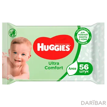 Huggies Ultra Comfort Aloe Влажные Салфетки Детские №56 в Астане | Кимберли Кларк