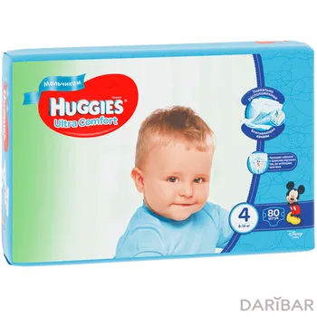 Huggies Ultra Comfort Подгузники Для Мальчиков 4 (8-14кг)  №80 в Алматы | Kimberly-Clark