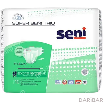 Super Seni Тrio Extra Large Подгузники Для Взрослых Размер 4 (XL) 8 Капель №10 в Шымкенте | Турунский завод