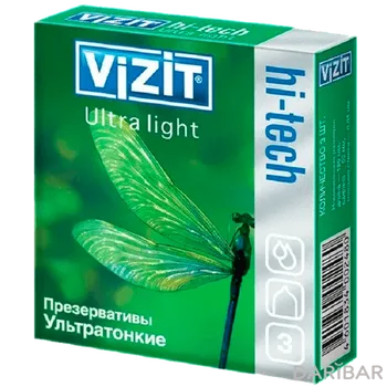 Vizit Hi-tech Ultra Light Презервативы Ультратонкие №3 в Шымкенте | Richter Rubber Technology Sdn. Bhd.,