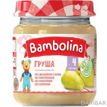 Bambolina Пюре Из Груши С 4 Месяцев 100 Г в Алматы | ООО «Белфуд Продакшен»