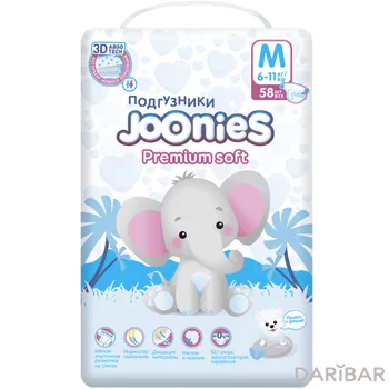 Joonies Premium Soft Подгузники Размер M 6-11 Кг №58 в Алматы |  Quanzhou JunJun Sanitary Products Co., Ltd