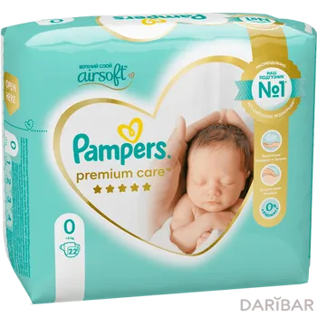 Pampers Premium Care Newborn Подгузники 0 (до 3 Кг) №22 в Алматы | Procter & Gamble