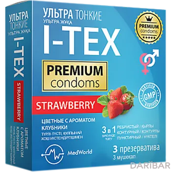 I-TEX STRAWBERRY Презервативы Цветные Ультратонкие 3в1 С Ароматом Клубники №3 в Алматы | Penta Latex LLP 