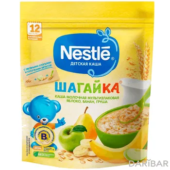 Nestle Шагайка Молочная Каша Мультизлаковая Яблоко Банан Груша С Овсяными Хлопьями 200 Г в Алматы | Nestle