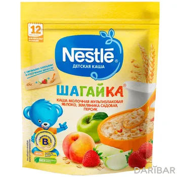 Nestle Каша Молочная Мультизлаковая Земляника Персик Яблоко С 12 Месяцев 200 Г в Алматы | Nestle