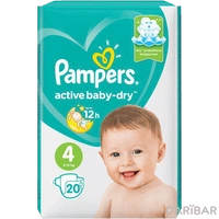 Pampers Active Baby-Dry 4 подгузники размер 9-14 кг №20